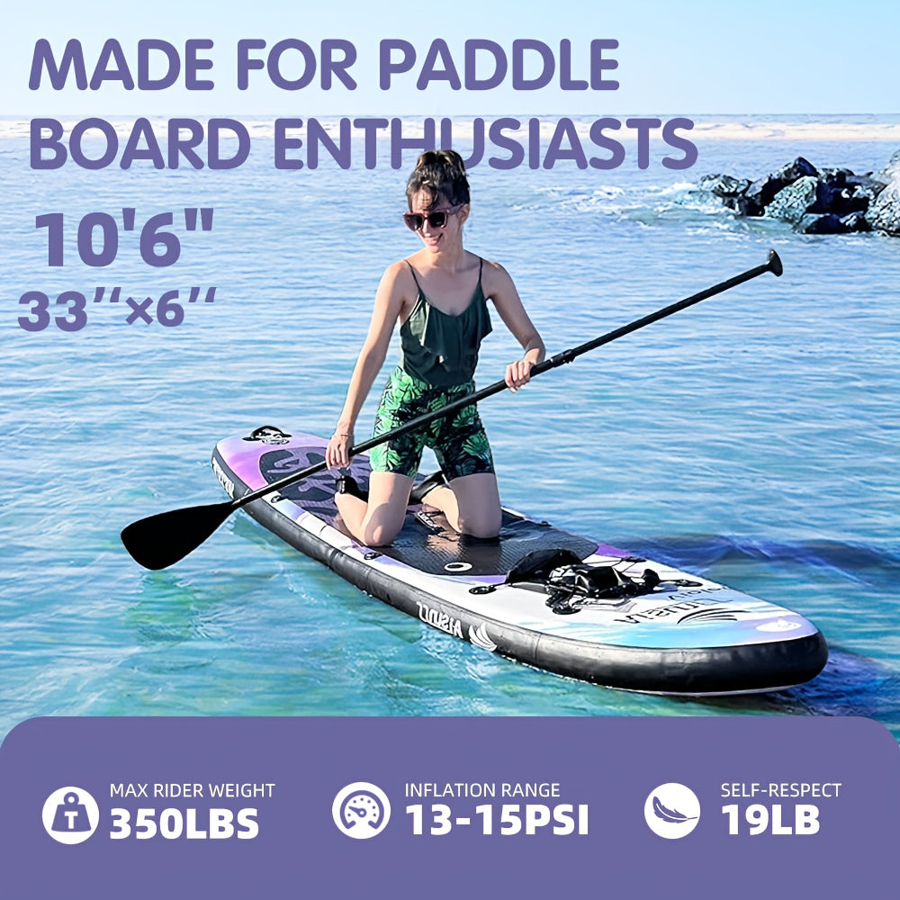 AISUNSS Inflatable Paddle Board For Adult, Paddle Board For All Skill Levels, Wide SUP Board With Primium Accessories Include SUP Carry Bag, Hand Pump, 2.64gal Waterproof Bag And Adj Paddle
