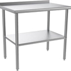Stainless steel ready-made workbench, commercial heavy-duty workbench and workstation, suitable for metal dining tables in kitchens, restaurants, homes and hotels, with adjustable base frame and waterproof board