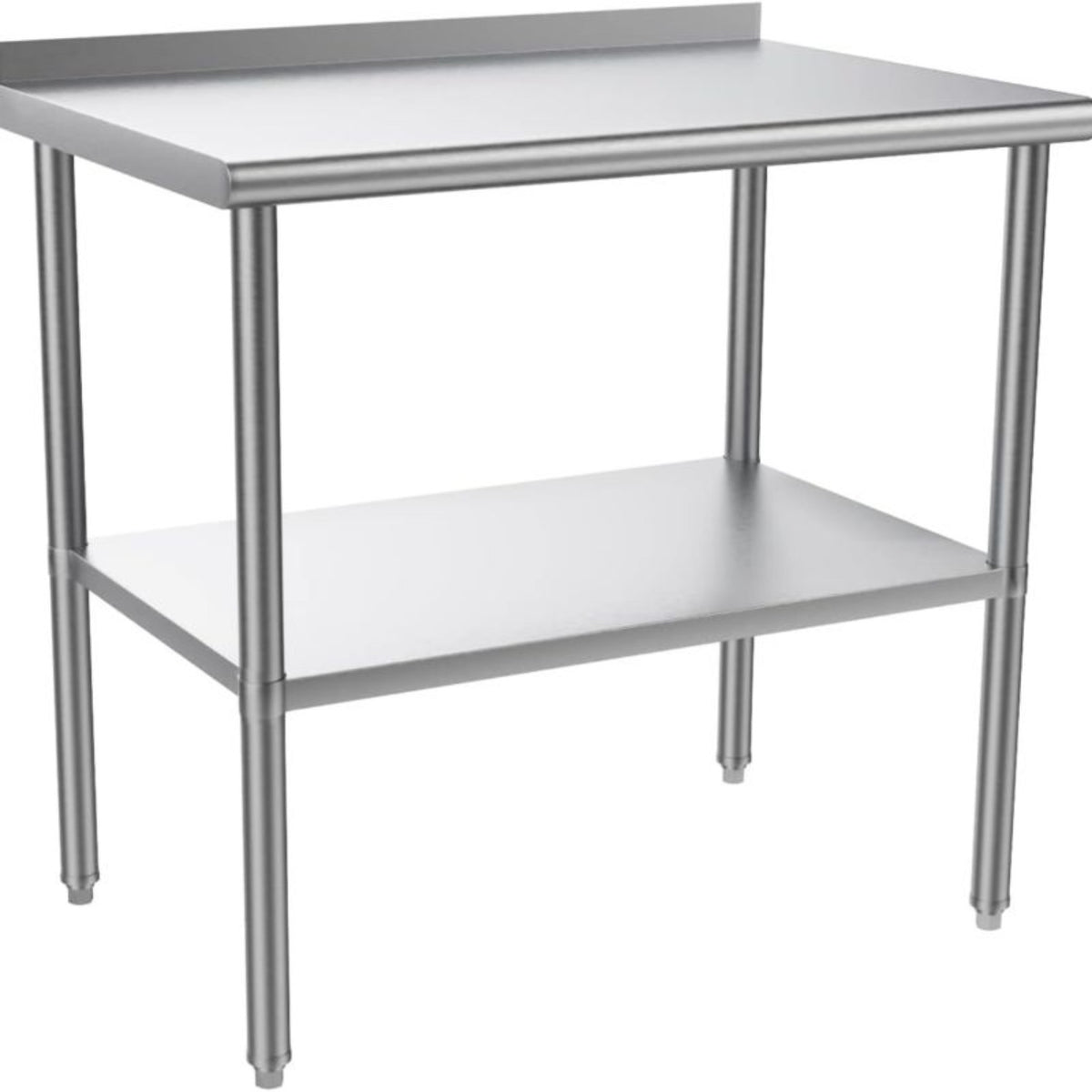 Stainless steel ready-made workbench, commercial heavy-duty workbench and workstation, suitable for metal dining tables in kitchens, restaurants, homes and hotels, with adjustable base frame and waterproof board