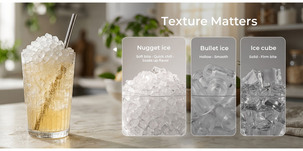 Nugget Ice Maker Countertop, Soft Chewable Pellet Ice Machine, Qunler 33/44Lbs Per Day Self-Cleaning Stainless Steel Ice Maker For Iced Coffee, Soda, Tea And Home Coffee Bar & Gifts For Coffee Lovers