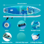 131.89in Inflatable Stand Up Paddle Board, Extra Wide Stable SUP with Premium Accessories Blow Up Paddle Board for Adults, Suitable for Sea And Lake, All Skill Levels