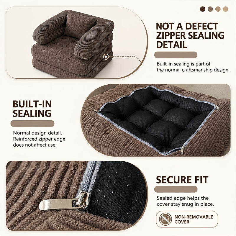 Black Friday Special | Locally Shipped 3-in-1 Compression Folding Sofa Bed, Single Convertible Chair Bed with Backrest & Multi-functional Lounge Chair, Suitable for Apartment Bedrooms, Living Rooms, Guest Rooms for Napping, and Reading, an Ideal Gift