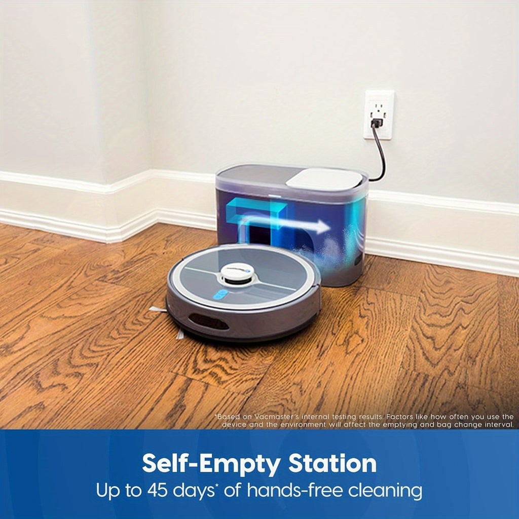 Vacmaster 3-in-1 Robotic Vacuum Cleaner and Mop Combo Pet Companion with Self-Empty Station for 45 Days, LiDAR Navigation, 3000Pa Strong Suction, Multi-Floor Mapping for Homes with Pets, Carpet & Hard Floors