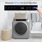 MEFEIR Compact Clothes Dryer - 3.5 Cu.Ft Portable Laundry w/ LCD Touch Controls, Stainless Steel Drum, 13.2Lb Capacity for Apartments & Dorms, 110V Classic White w/ Wheels