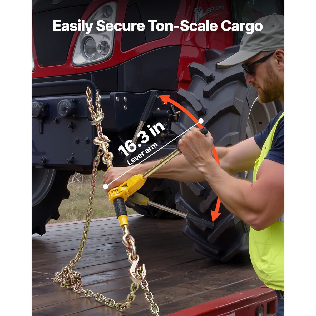 Ratchet Chain Binder Set for Hauling and Towing, VEVOR 8000 lb Working Load in a Four-Set Pack
