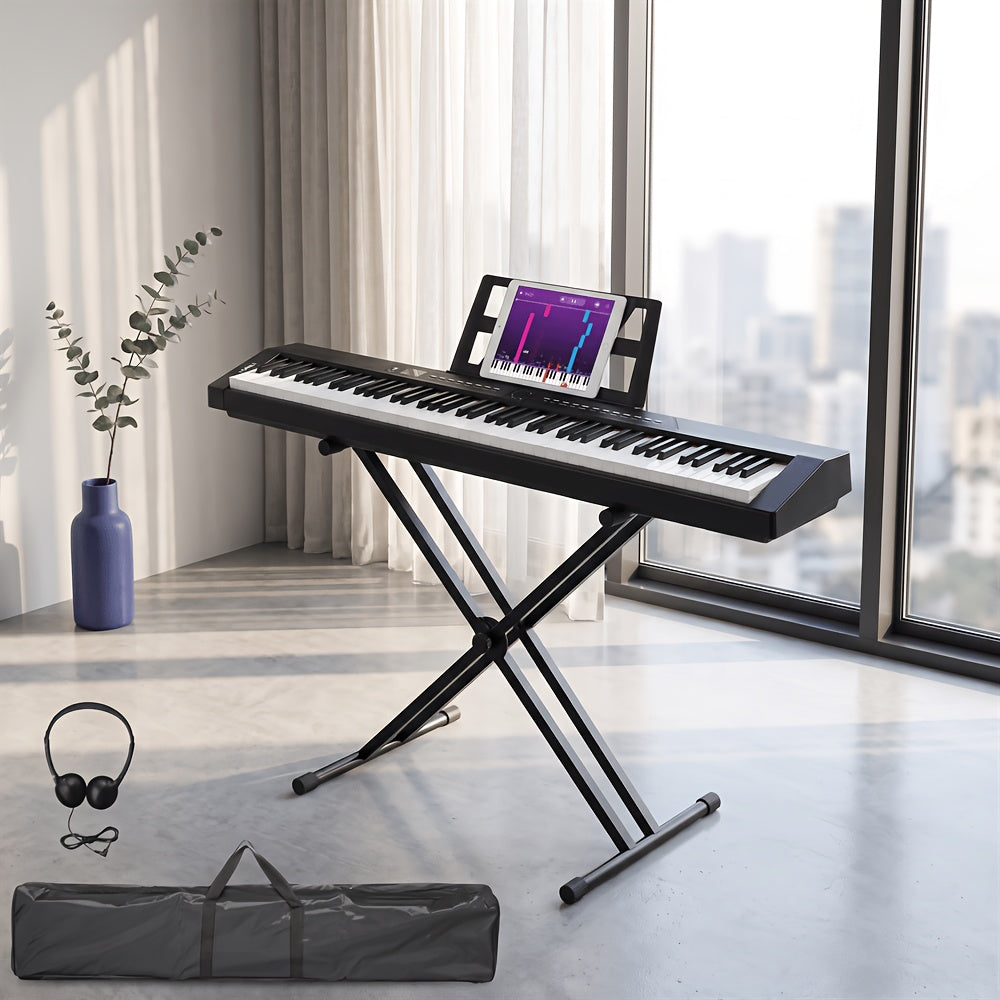 [Digital Piano] GPP-105 88 Key Full Size Semi-Weighted Standard Keyboards Digital Piano with Dual-tube X-Shape Stand