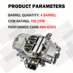 750 CFM 4-Barrel Carburetor for Holley Quickfuel Brawler Electric Choke, High-Performance for Street & Off-Road, OE: BR-67213