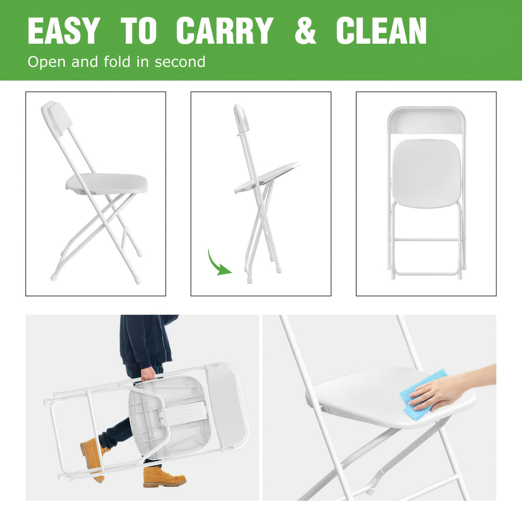 [Weddings And Gardens] 90/60/30/20/10 Pack Office White Plastic Folding Chairs Lightweight Folding Chairs, Indoor/Outdoor Folding Chairs, Portable Event Chairs Office Chairs, Conference Rooms, Weddings, And Gardens