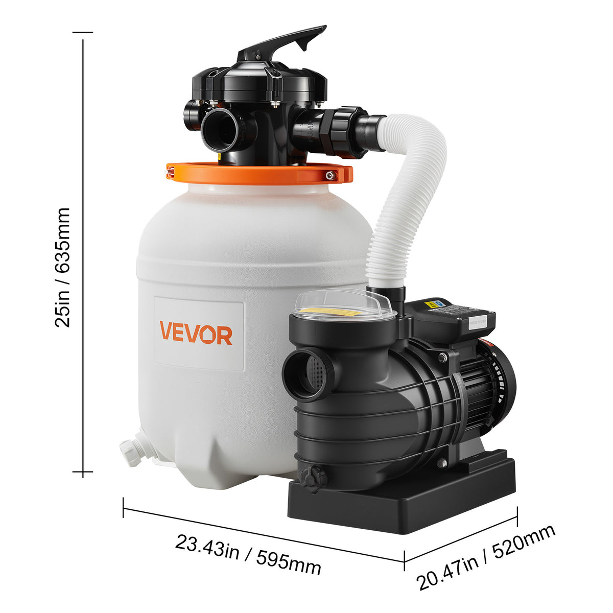 VEVOR 12in Pool Filter Pump for Above Ground Pool, 0.5 HP 3000 GPH, Swimming Pool Filter System with Timer, 6X Faster Filtration, Media Installed, Leak-Resistant, Ready to Use Out of Box