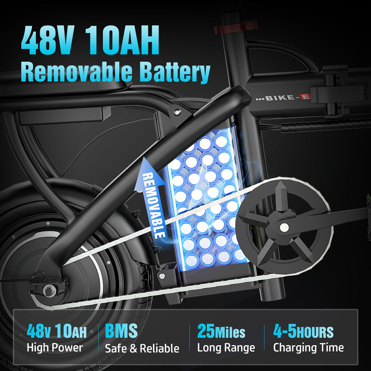 Ebikes for Adults, 500W Lightweight Folding Electric Bike for Adults, 20MPH 25Mile Long Range Commuter Electric Bicycle, 48V 10AH Removable Battery E Bike, Multi-Shock AbsorptionLoad-bearing Capacity: 385 Pounds