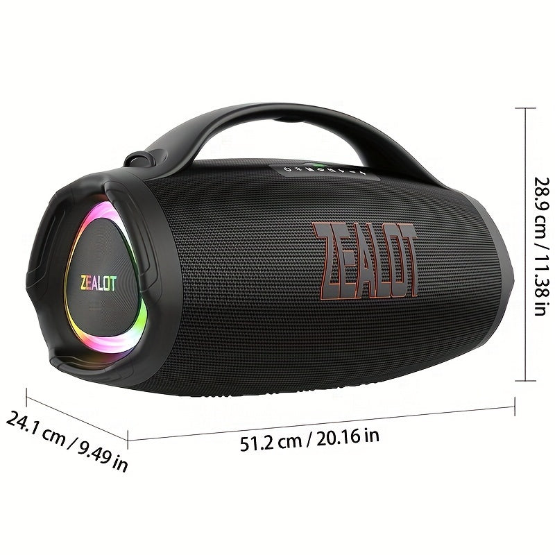 ZEALOT 160W Large Speaker, Wireless Speakers with Subwoofer, 60 Hours Playtime, 36000Mah Battery, Fast Charging, Water Resistance, Dual Pairing, Booming Bass. Charging Cable, Connect with Mobile Phone/Tv. for Home, Car, Outdoor, Camping