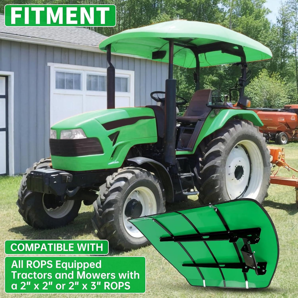 Tractor Canopy Compatible with All ROPS 48-3/8" X 48-3/8" Equipped Tractors and Mowers with a 2" x 2" or 2" x 3" ROPS (Will Add About 4'' to The Height of The Tractor, Red/Orange/Green/Wthite)