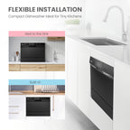 Comfee Compact Countertop Dishwasher 6 Place Settings 8 Wash Cycles with Baby Care Eco Mode 24 Hour Delay Start Water Saving Portable Dishwasher Ideal for Small Kitchens Apartments Dorms