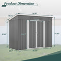Outdoor Metal Storage Shed, 8' x 4' Gray Backyard Organizer with Lockable Door and Floor Frame