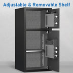 6.0 Cub Extra Large Heavy Duty Fireproof for home Safe Box with Biometric Fingerprint Lock, Backlit Keypad & Deposit Slot - Dual Alarm System, Digital Display, Metal Construction, Secure Cash & Valuables Storage for Home, Office