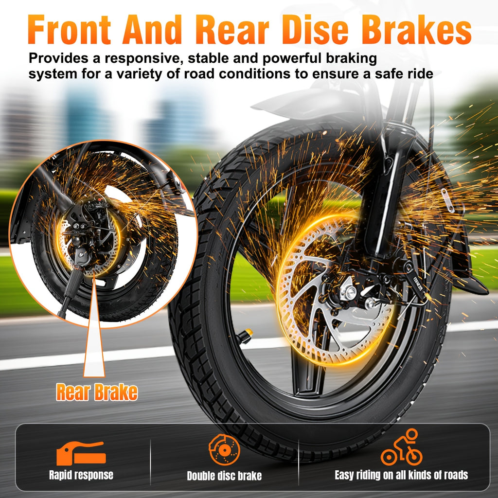 14 Inch Folding Electric Bikefor Adults And Teens, 500W Peak Motor, Top Speed 15-24MPH, Portable Foldable Commuter Bicycle For Urban Travel