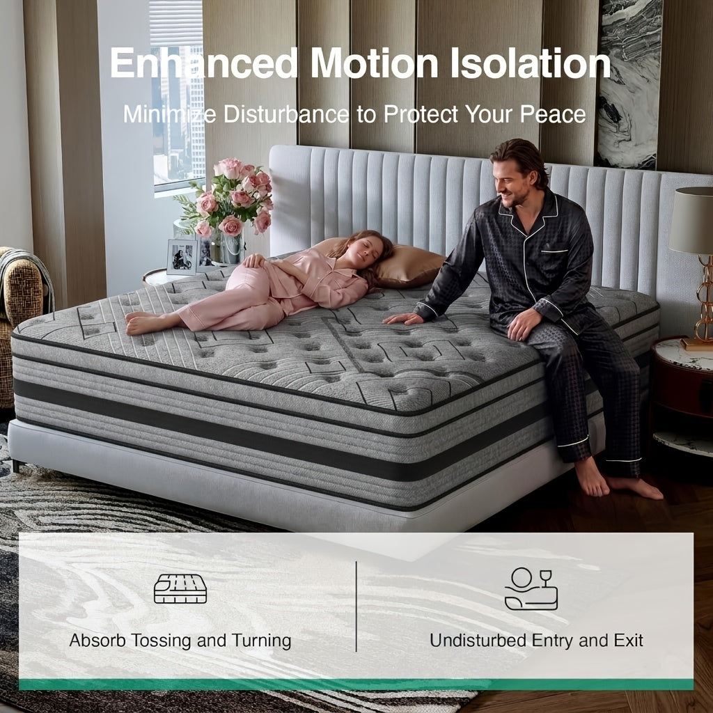 12"/14" Gel Memory Foam Hybrid Pocket Spring Twin Full Queen King Size Bed Mattress In A Box, Medium Firm Premium High Quality Innerspring Hybrid And Cooling Gel Memory Foam Mattress And Motion Isolation Fiberglass-free.8Inch Twin Size