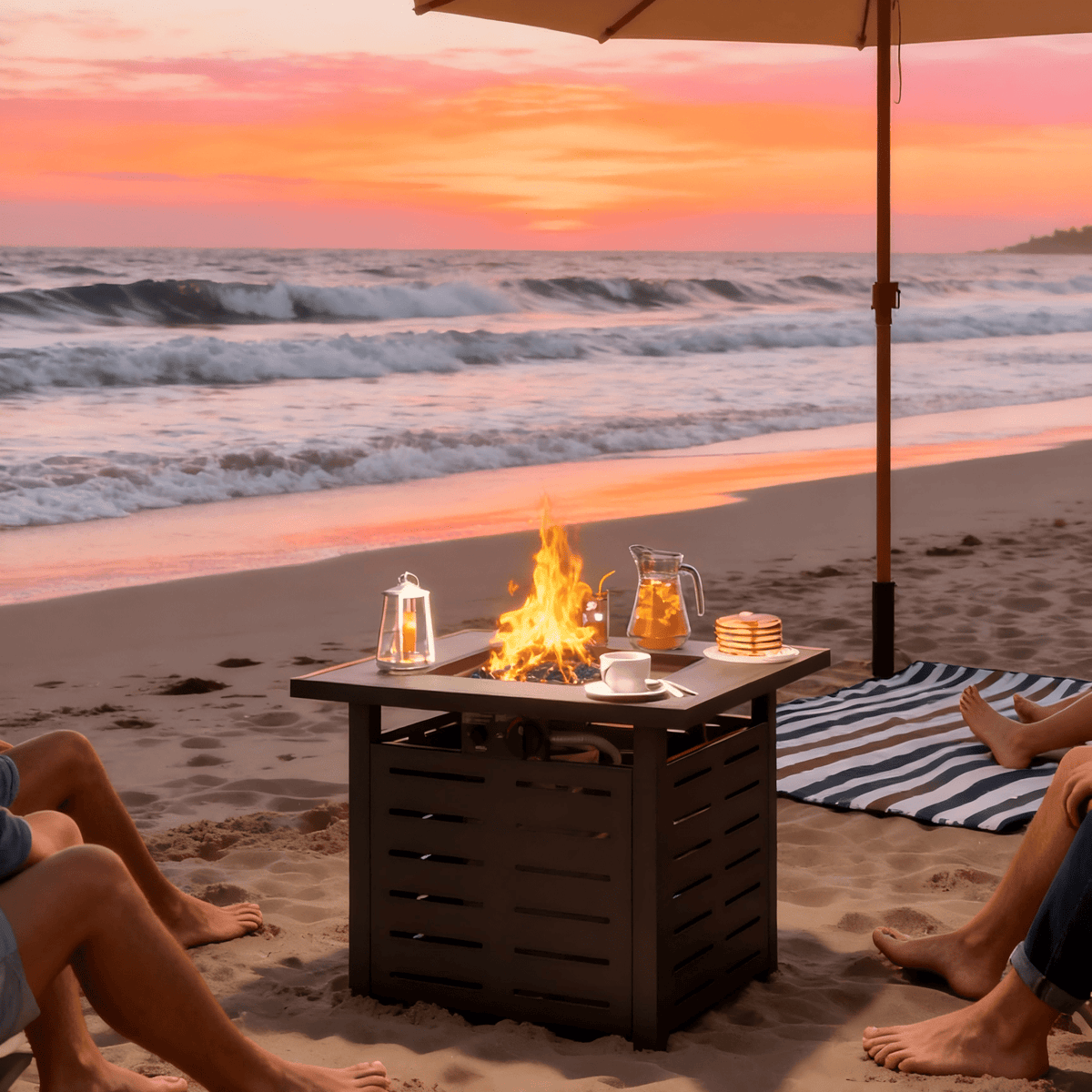 40 inch Propane Fire Pit Table Outdoor - 50,000 BTU Gas Fire Table with Lid & Rocks, Waterproof Cover Metal Clearance Firepit for Patio, Backyard, Deck (Rectangular Steel, 40"/44", Black/Brown)