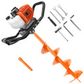63CC Chisel Hole Excavator, Equipped with 2 Chisel Drill Bits (6 Inches And 10 Inches) And 3 Extension Rods, 2-Stroke Gasoline-Powered Earth Hole Excavator, for Farm Garden Plants