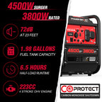 4500w 4-Stroke Portable Generator, CO Alarm, Lightweight & Quiet Gas Generator w/ 12V & USB Ports - Charge Phones, RV, Power Tools, Camping