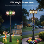 Outdoor Pathway Post Light, 3-Head Dusk-to-Dawn Fixture for Backyard and Garden Lighting Areas