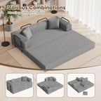 81"Convertible Floor Sleeper Sofa Bed - 3-Person Space-Saving Love Seat with Pull-Out Bed, Corduroy Boneless Compression Memory Foam, Comfy Lounge Couch for Living Room, Bedroom, Apartment, Office, No Assembly Required