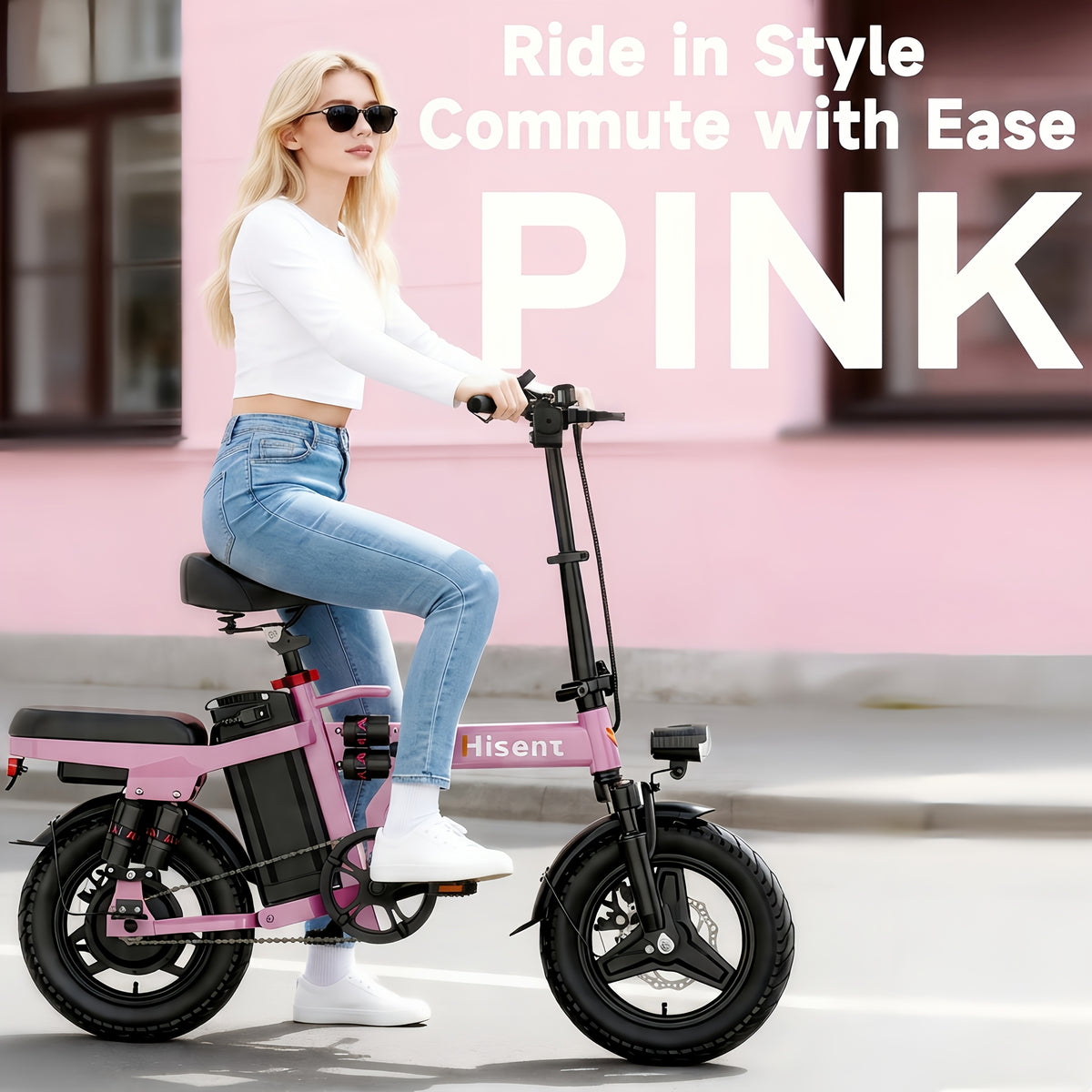 [Hisent New Upgraded Foldable Electric Bike]Rated Power: 500W, 48V 10AH-17.5AHLithium Battery, Range: 12-35 Miles (optional); Speed: 19.9 Miles Per Hour; 14-inch Tires, Available In Basic And Shock-absorbing Models; Suitable for Commuting