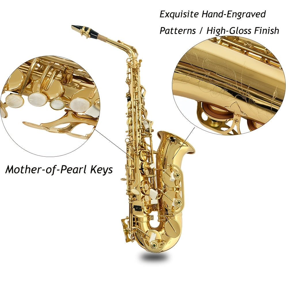 WUQIMUSC Alto And Soprano Saxophone | E-Flat Alto/B-Flat Soprano Available | Multiple Colors And Golden Lacquer End | Handcrafted | Full Kit with Case And Mouthpiece | Ideal Easter Gift for Friends, Him And Her Wind Instruments