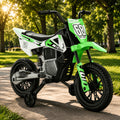 12V Kids'Ride-On Motorcycle, Upgraded Dual Motors, Training Wheels for Safety, Twist Throttle Control & Built-in Music, Perfect Gift for Kids Ages 3+