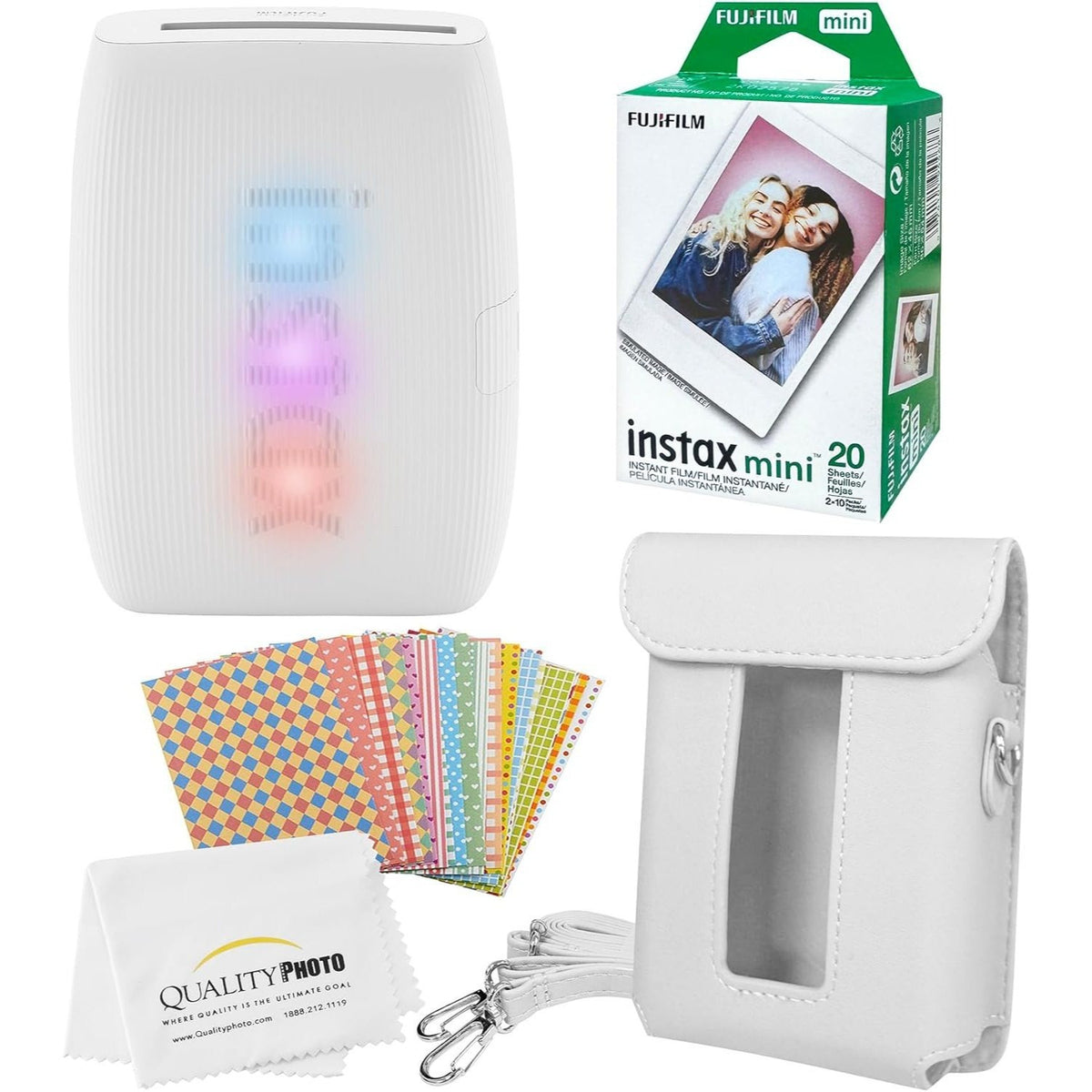 FUJIFILM Instax Mini Link 3 Smartphone Printer with, 20 Fujifilm Mini Films, Printer Case, Decorative Stickers and a Quality Photo Micro Cloth