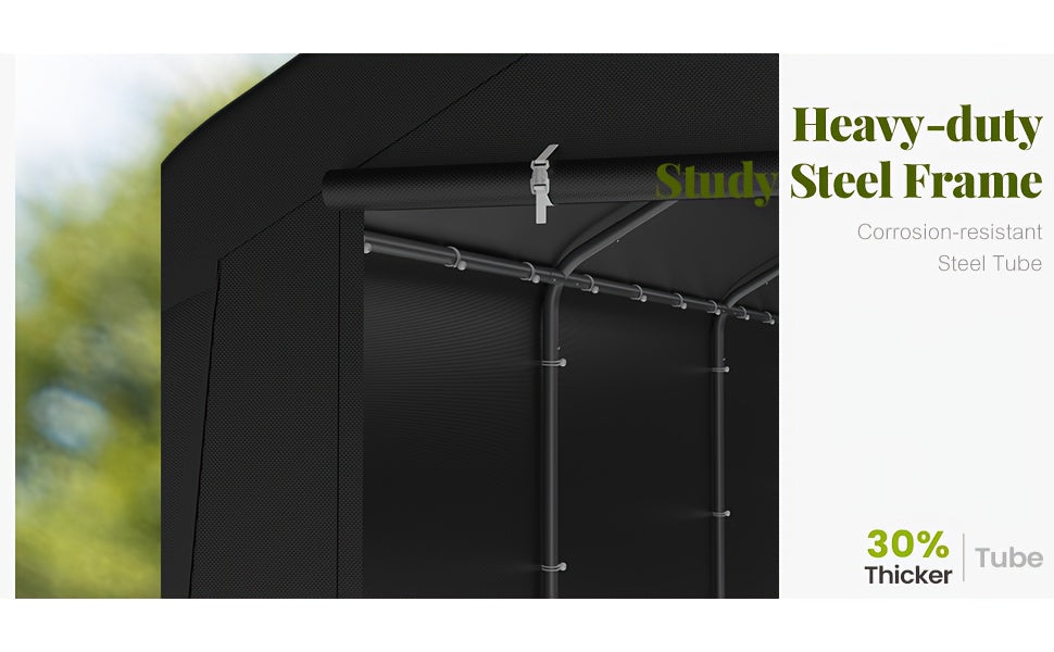 10x20 Carport Heavy Duty Portable Garage Shelter Metal Car Canopy Tent with UV-Resistant & Weatherproof Top Cover for RV & Vehicles