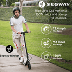Kids Electric Kick Scooter — Segway DLX 2 in Black for Ages 6+ with Ambient Lights and 12.4 mph Max Speed