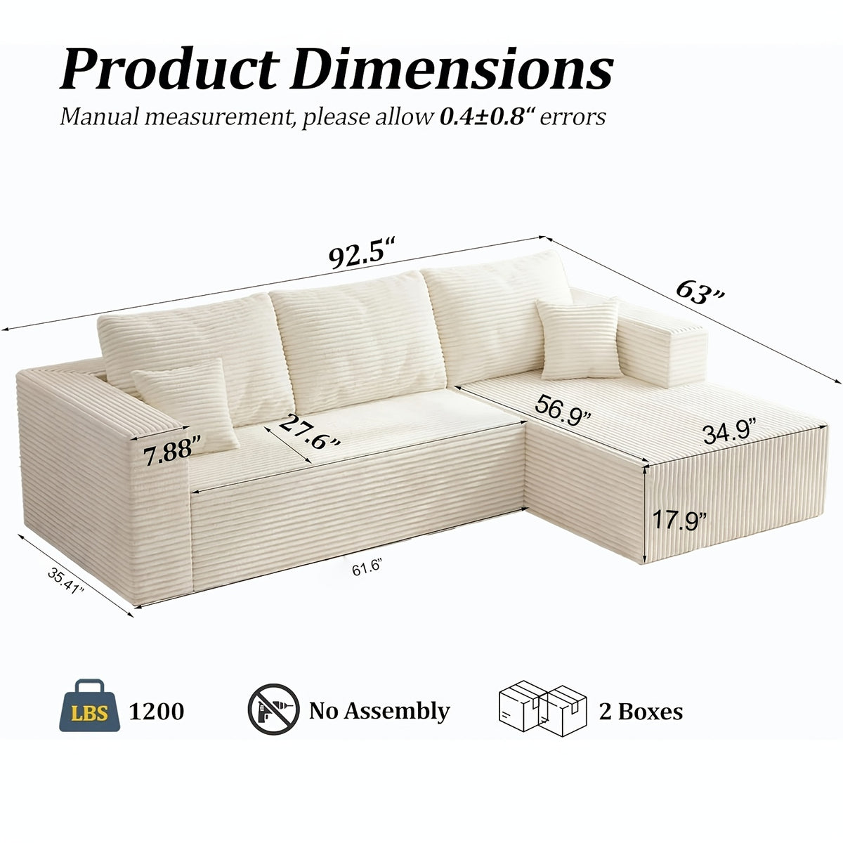 Modular Combination Sofa, Comfortable and Fluffy, L-shaped, Dark Black Color, Suitable for the Living Room, Deep Seat Design, Memory Foam, Boneless Velvet Fabric