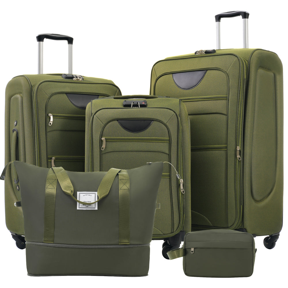 Suitcase Set Softside 3pcs Expandable Luggage with TSA Lock Spinner Wheels Lightweight Upright Luggage with Travel Bag, 22/ 26/ 30 IN