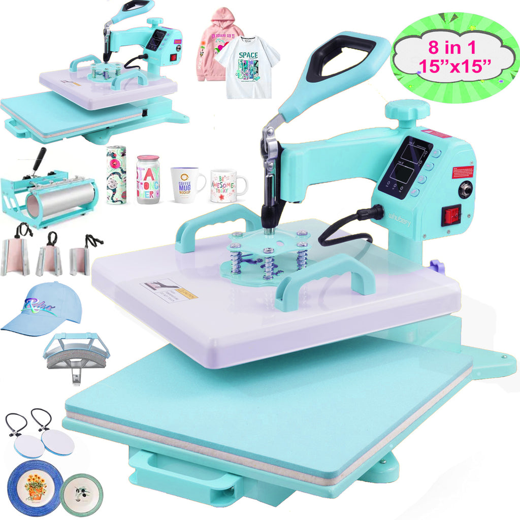 HOMDOX 15"x15" 8-in-1/5-in-1 Heat Press with 30OZ Tumbler Press for T-Shirt/Tumbler/Mug/Hat/Cap/Plate - Slide Out 360° Swing Away Digital Shirt Press Machine, Industrial-Quality Heat Transfer Sublimation