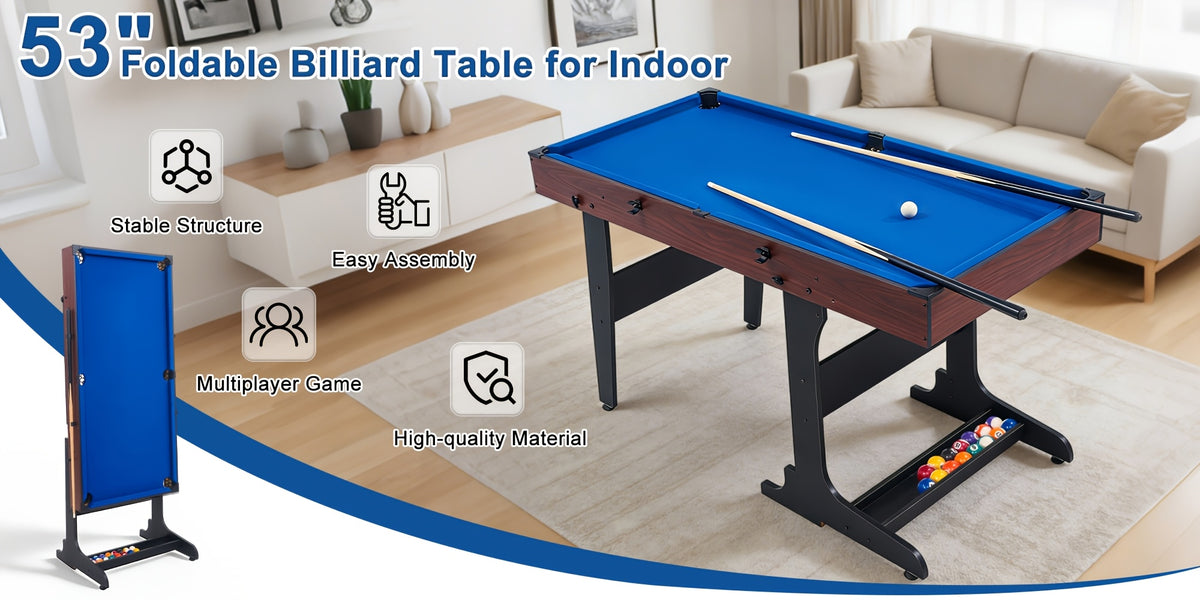 Standing Billiard Table, Foldable Pool Table, with Integrated Ball Box, Side Buckle for Cue Rack, Perfect for Gatherings, Parties, Game Rooms, Clubs And Offices