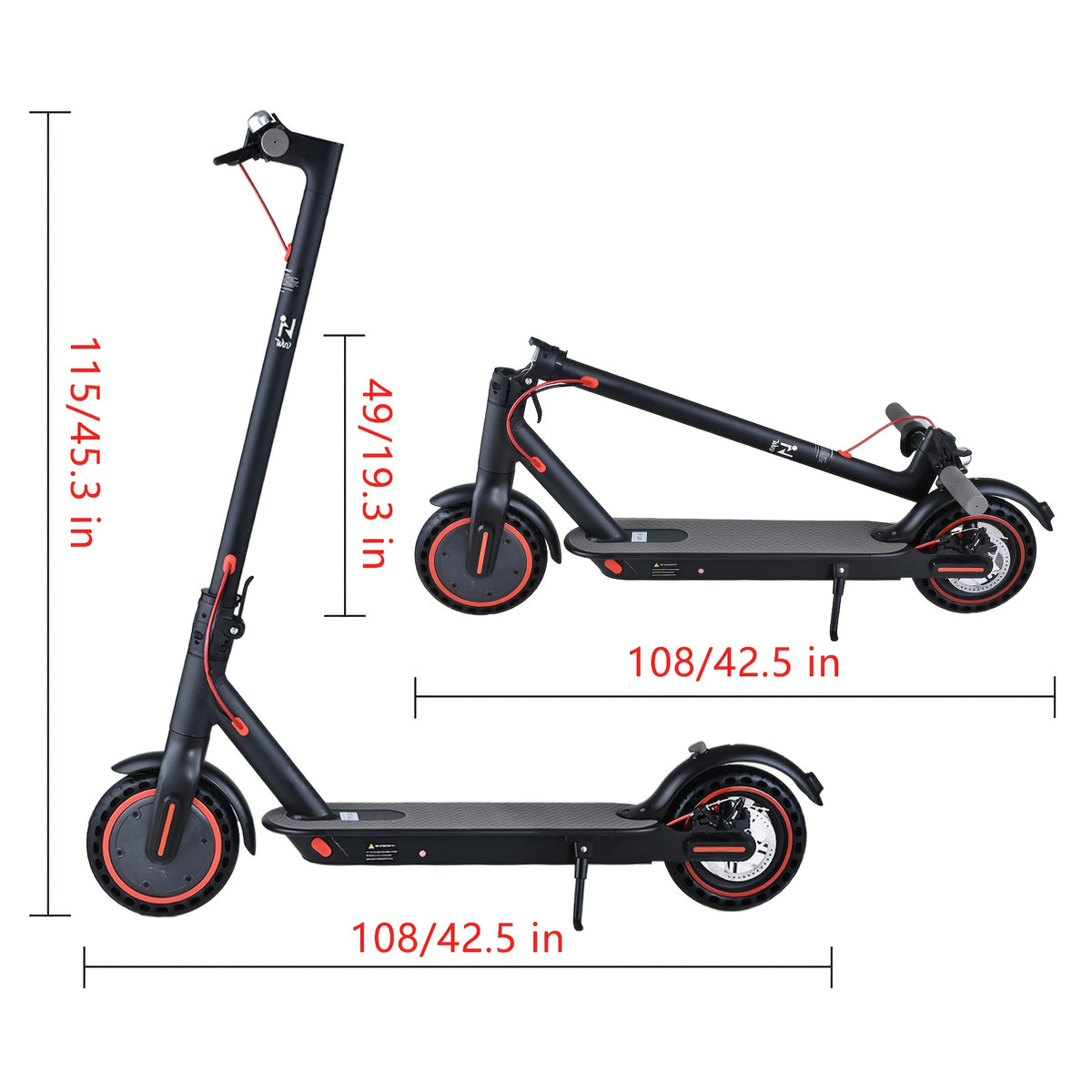 350W Motor. Adult Folding Electric Scooter, 8.5-Inch Tires, 3 Speed Settings, Dual Safety Brakes, Durable Body, LED Headlights And Taillights, Supporting 265 Pounds, for Daily Commuting And As A Gift. Large-Capacity Battery: 36V5.2AH/36V 10.4Ah