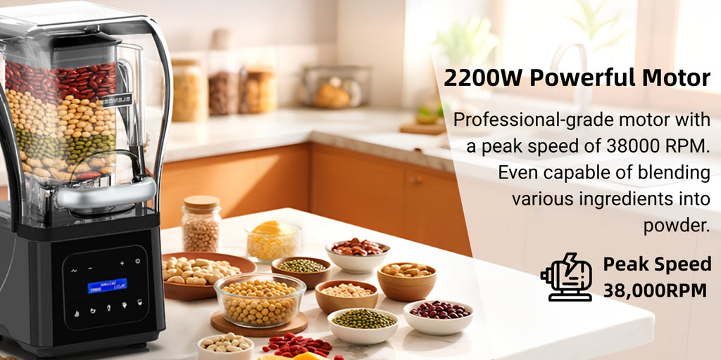 Professional Silent Blender | 61Oz Intelligent Blender | Kitchen Blender with Noise Isolation | 5 Automatic Settings | 1.8L Durable Safe Container | Triple Noise Dampening | Detachable Splash Shield | Continuous Heavy-Duty Operation