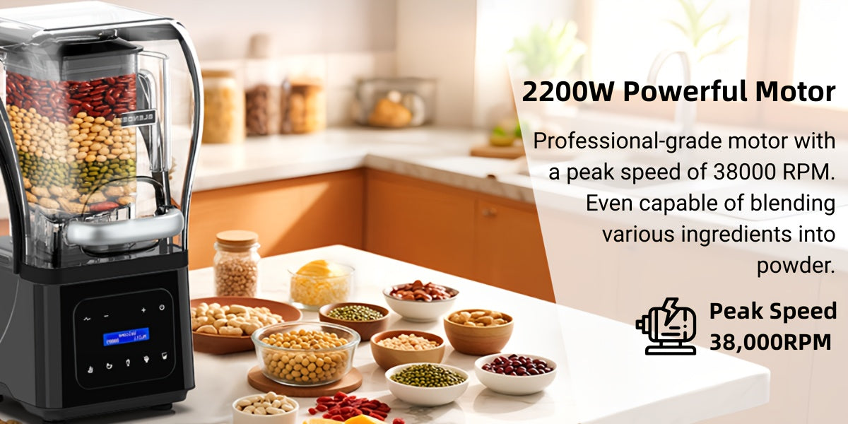 Professional Silent Blender | 61Oz Intelligent Blender | Kitchen Blender with Noise Isolation | 5 Automatic Settings | 1.8L Durable Safe Container | Triple Noise Dampening | Detachable Splash Shield | Continuous Heavy-Duty Operation