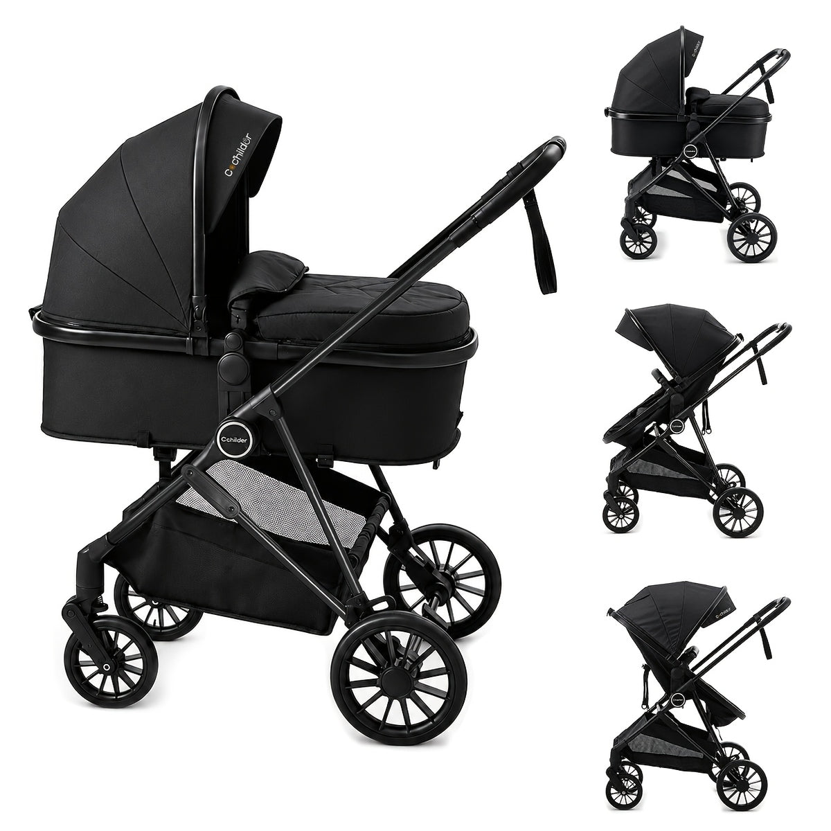 Cochildor 2-In-1 Convertible Foldable Infant Baby Stroller with Reversible Seat And Large Canopy, Mult Position Recline, Canopy with Pop Out Sun Visor And More Umbrella Stroller for Travel, Extra Storage, Spacious Seat, Removable Footmuff