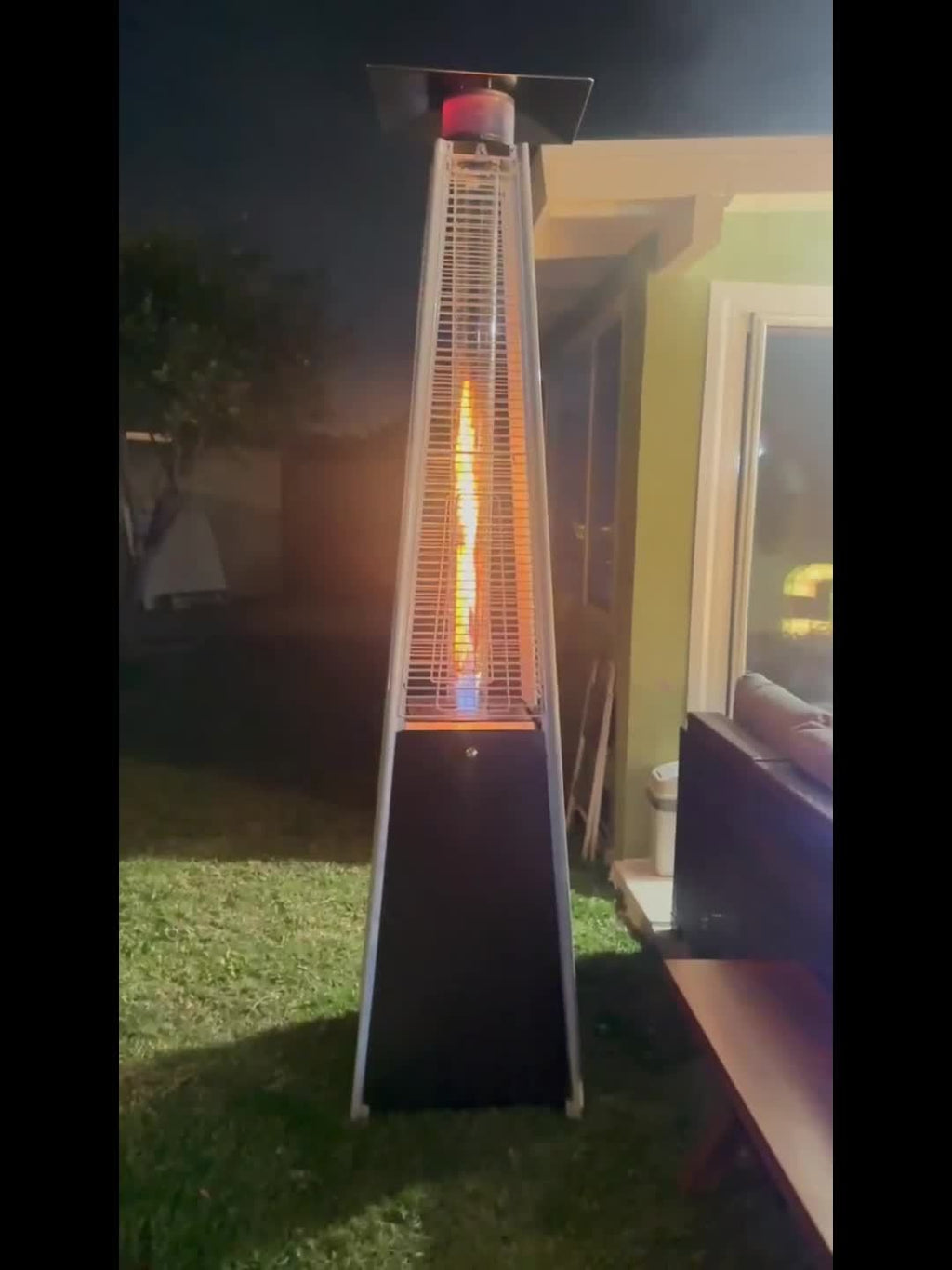 Patio Heater, 2in 1Patio Propane Heater 48, 000 Btu Patio Outdoor Heater, Quartz Glass Tube Propane Heater with Cover And Gloves, Wheels And Ground Nail