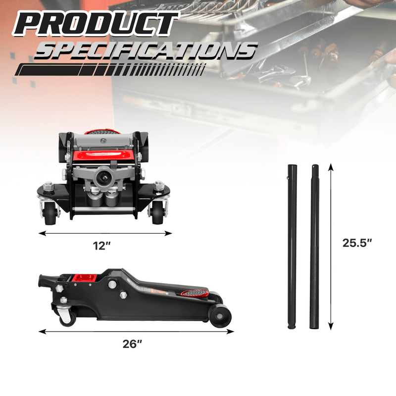4 Ton Low Profile Hydraulic Trolley Service/Floor Jack, (8000 lbs) Capacity, Lifting Range 4.5"-20"