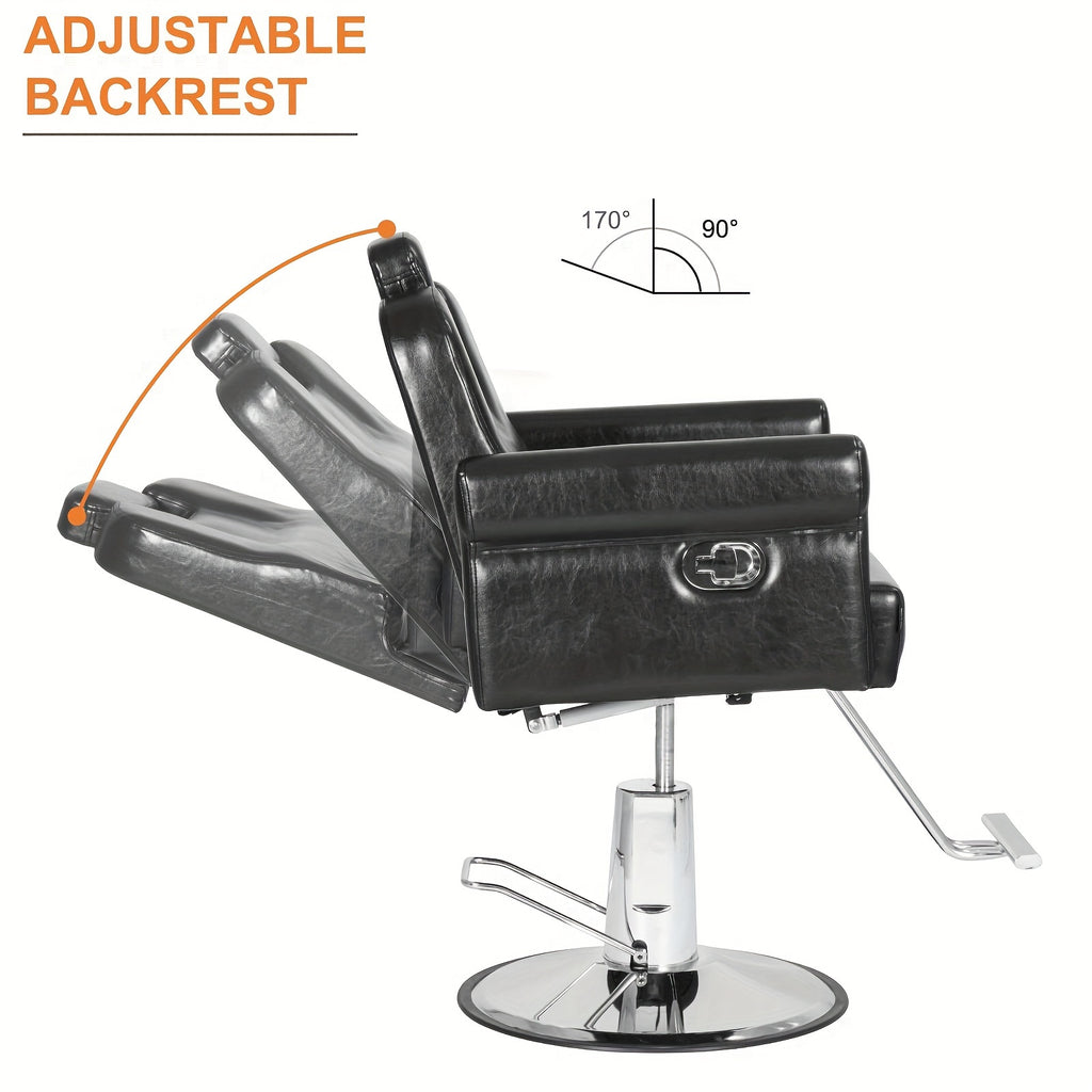 [Adjustable Height 360°] Barber Chair Recliner Salon Chair Hair Spa Chair With Hydraulic Pump, Removable Headrest, Adjustable Height 360 Degrees Swivel For Hair Salon Equipment