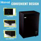 WANAI Chest Freezer 3.5 CU.FT Deep Freezer Compact Mini Freezer 7 Temperature Control Low Noise with Removable Basket for Dorm Apartment Home Kitchen