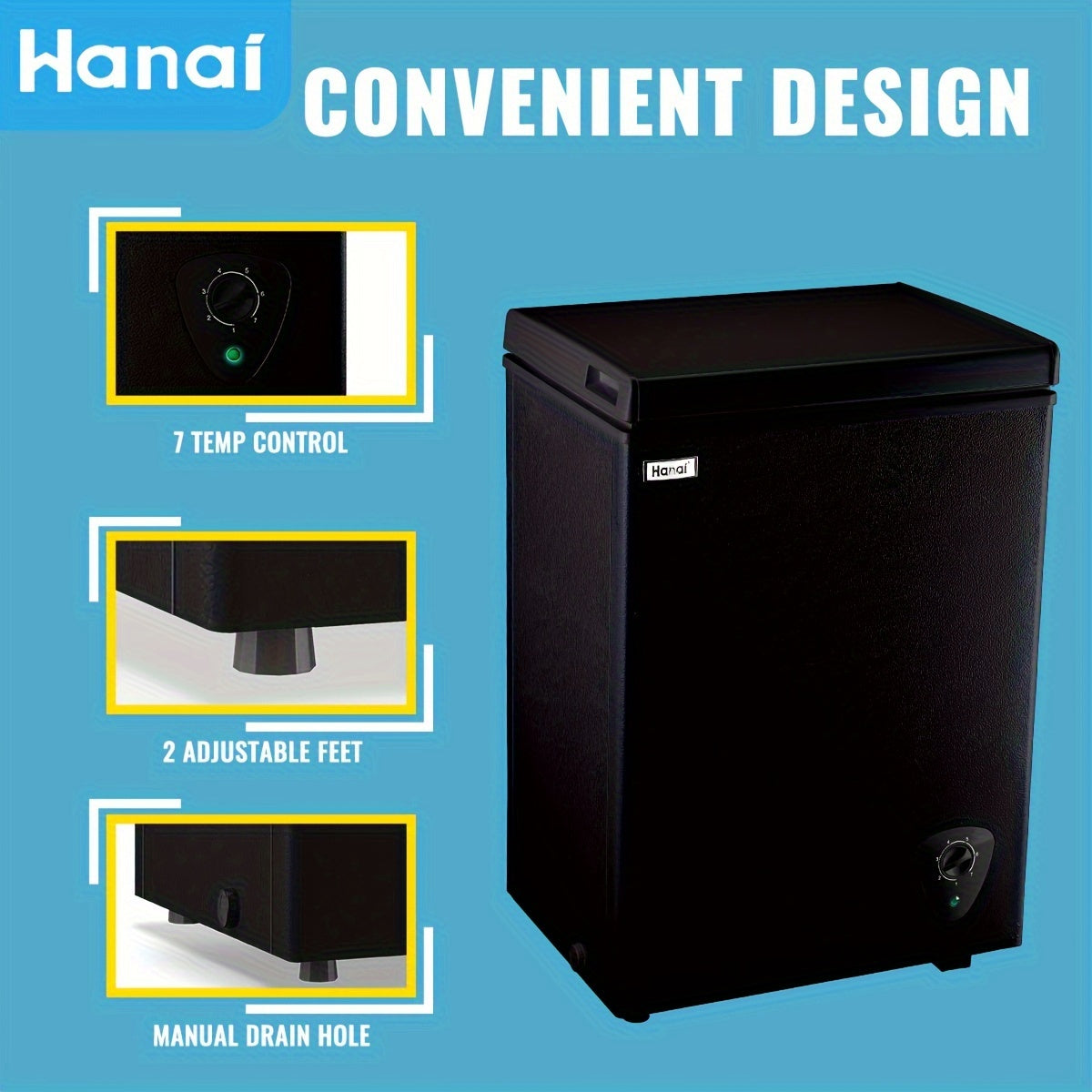 WANAI Chest Freezer 3.5 CU.FT Deep Freezer Compact Mini Freezer 7 Temperature Control Low Noise with Removable Basket for Dorm Apartment Home Kitchen