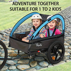 MOJAY Bike Trailer for Kids, 2in 1 Canopy Carrier Converts to Stroller Suitable for 1 to 2 Kids, 12+ Months, Quick Attach to Bike, Foldable, with 5-Point Harness And Storage Bags