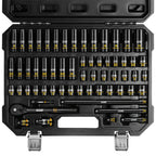 [60pcs Socket Set] BOEN 60pcs 3/8" Drive Impact Socket Set, 6-Point Sockets, Metric 6-22Mm & SAE 5/16"-3/4", Shallow & Deep Sockets, Ratchet Wrench Included, 7pcs 10Mm Sockets with Yellow Embossed Marking for Automotive Repair