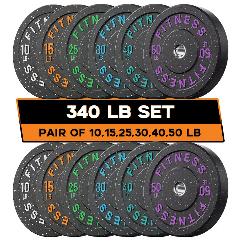 45-650Lbs High Bounce Bumper Plates, 2 Inch Colored Fleck Rubber Weight Plates For Heavy Lifters, Powerlifting, CrossFit, Deadlift, Squat, Home Gym, Strength Workout, For Men, Women, Big Weight Enthusiasts