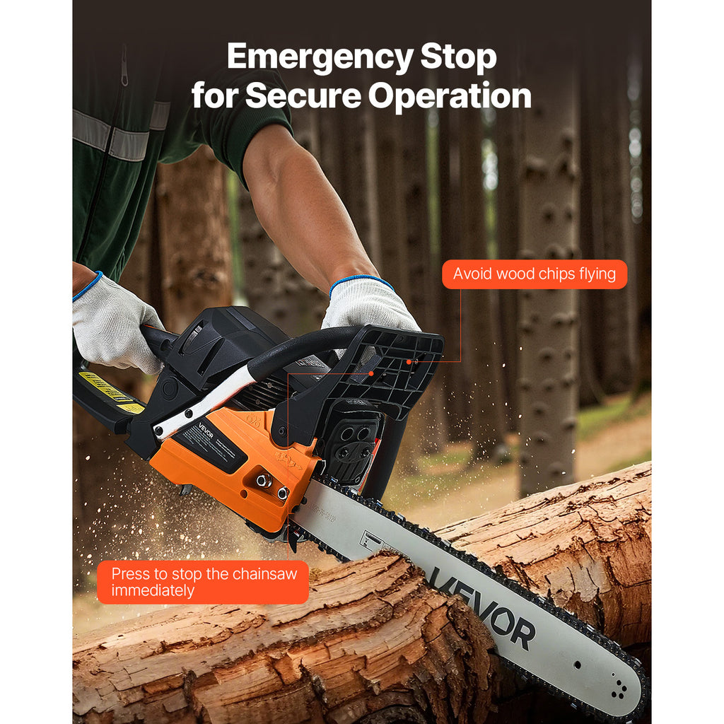 VEVOR 62cc Gas Chainsaw 3.8 HP Gas Powered 20 inch Chainsaw For Wood Cutting