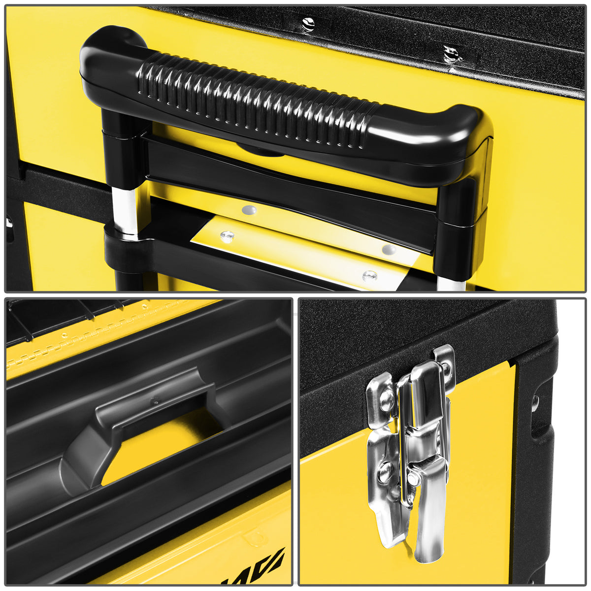 3-Tier Stackable Separate Hand Case Tool Boxes Trolley, 3-in-1 Storage Compartments, 19.5" x 12" x 28.5"
